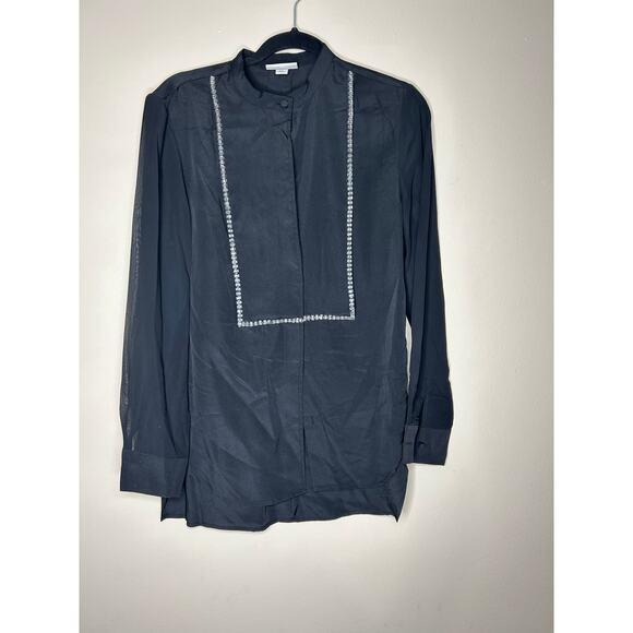 3.1 Phillip Lim X Target Top Women’s M Black Long Sleeve Rhinestone Blouse - Picture 1 of 3